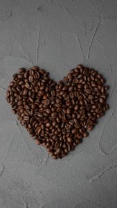 Coffee Grounds shaped into a heart